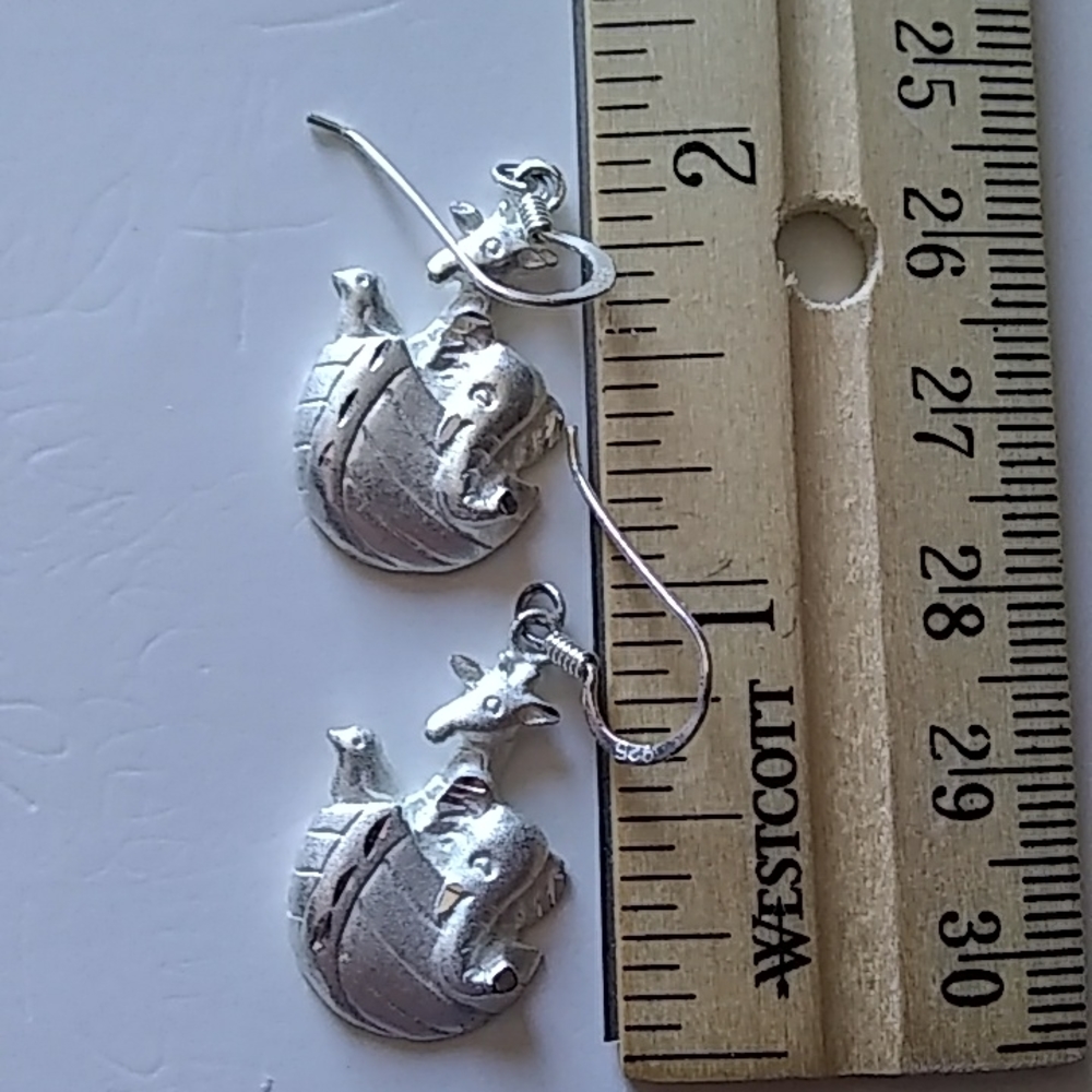 925 Sterling Solid Silver Noah's Ark Earrings - image 2